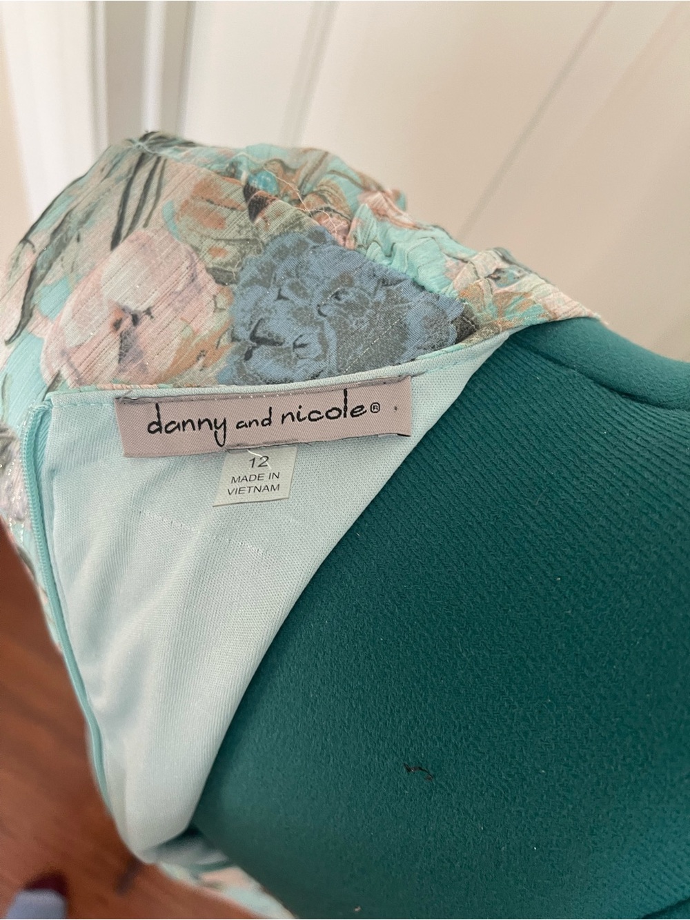 Danny & Nicole Aqua Floral High-Low Wrap Dress - Picture 2 of 16
